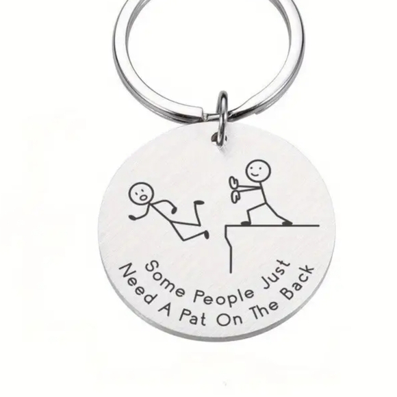 Silver Keychain with Humorous Engraving - Picture 1 of 2
